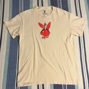 PLAYBOY Cream Tee with Red Graphic